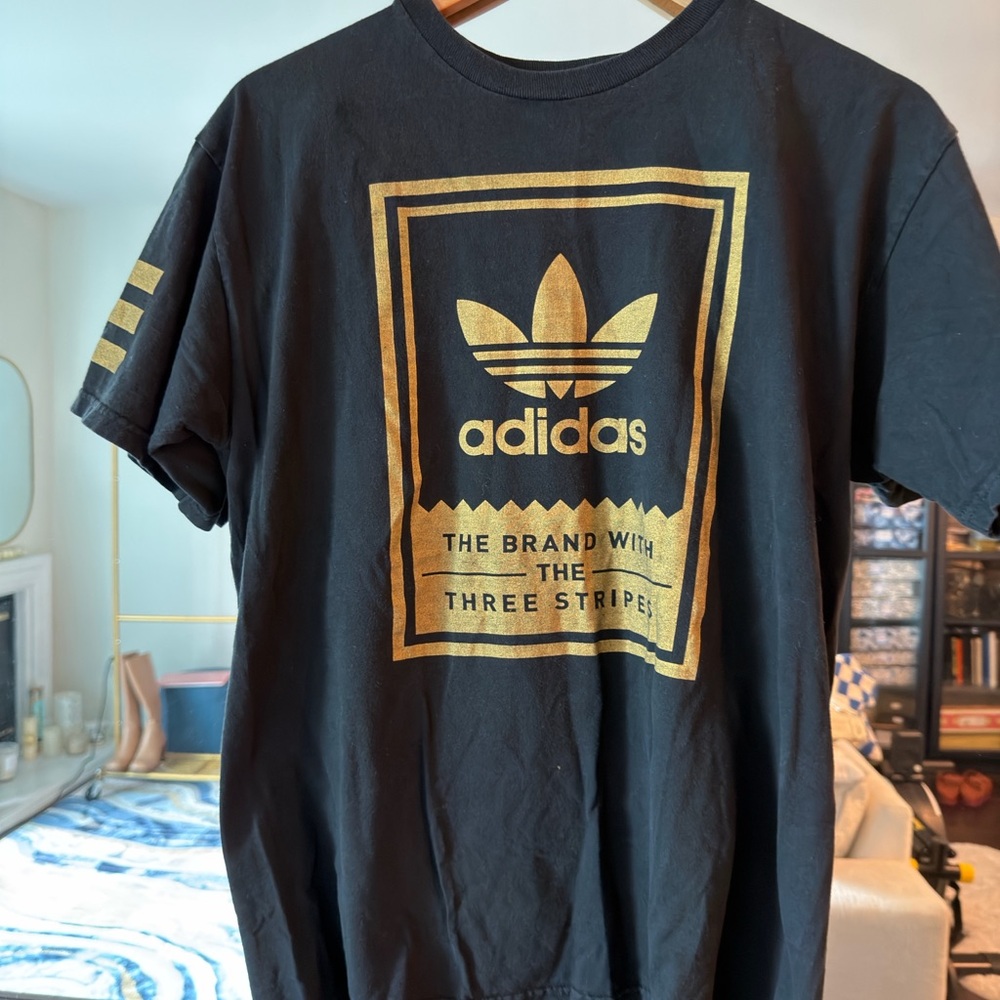 Adidas Black Tee with Gold Logo